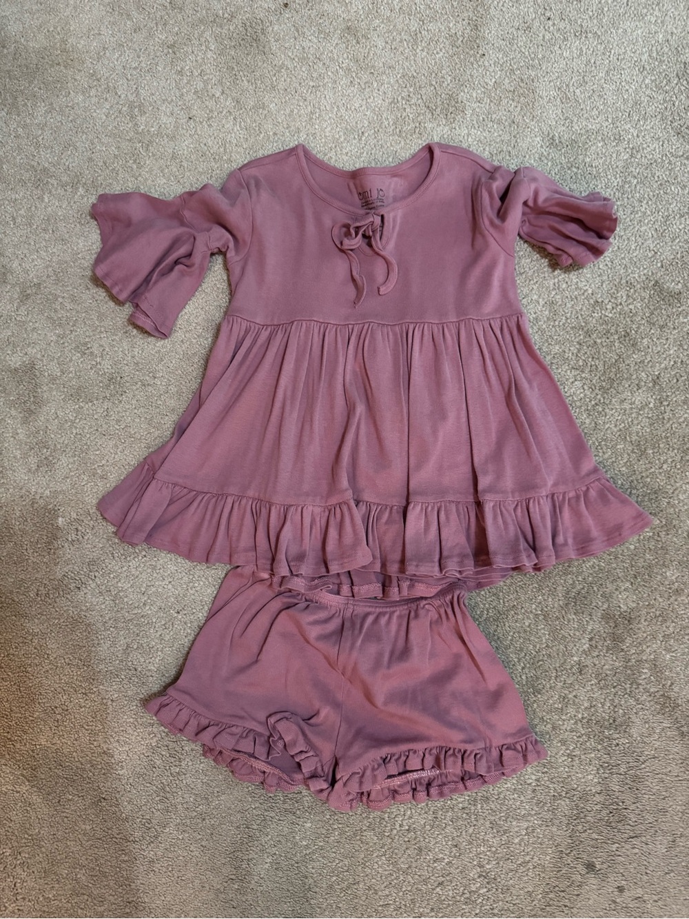 Omi Jo  Ruffled Two-Piece Set in Dusty Mauve